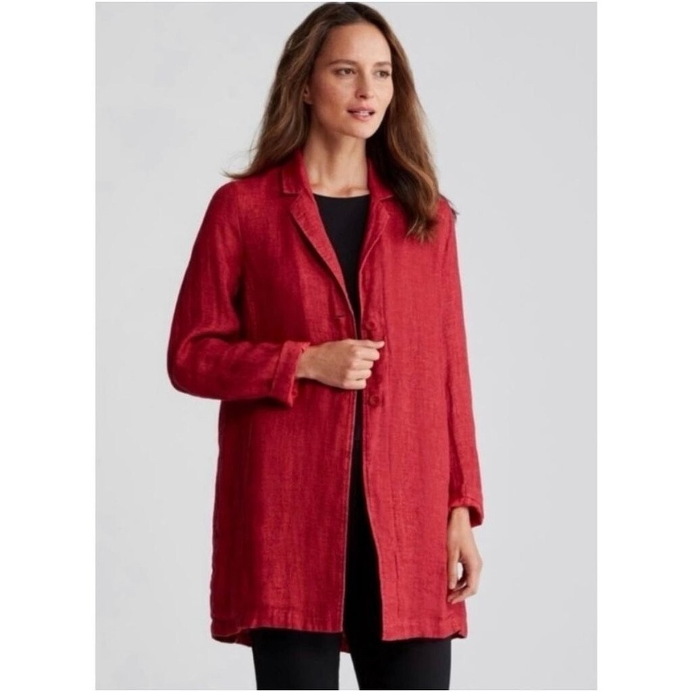 EILEEN FISHER ORGANIC LINEN RED JACKET L